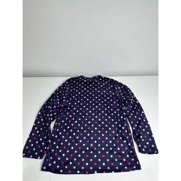 Hotel Spa Collection Polka Dot Feece Pajama Top Navy Blue Pink Size XL See Notes - Picture 9 of 11